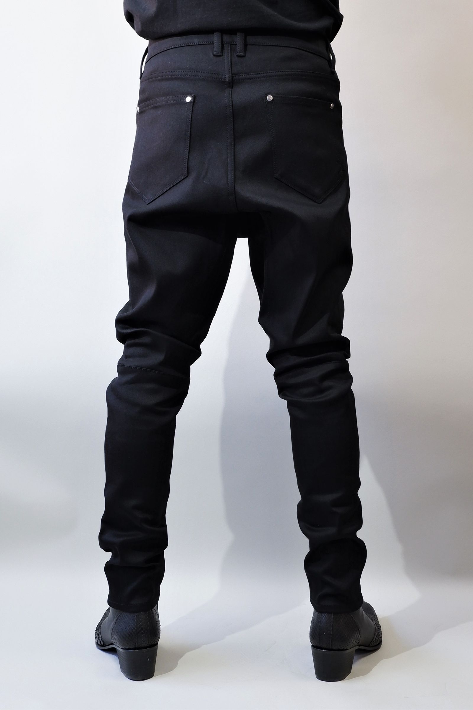 Supima High Power Stretch Denim Semi Sarouelセミサルエル Pants / BLACK 【ys Yuji SUGENO】
