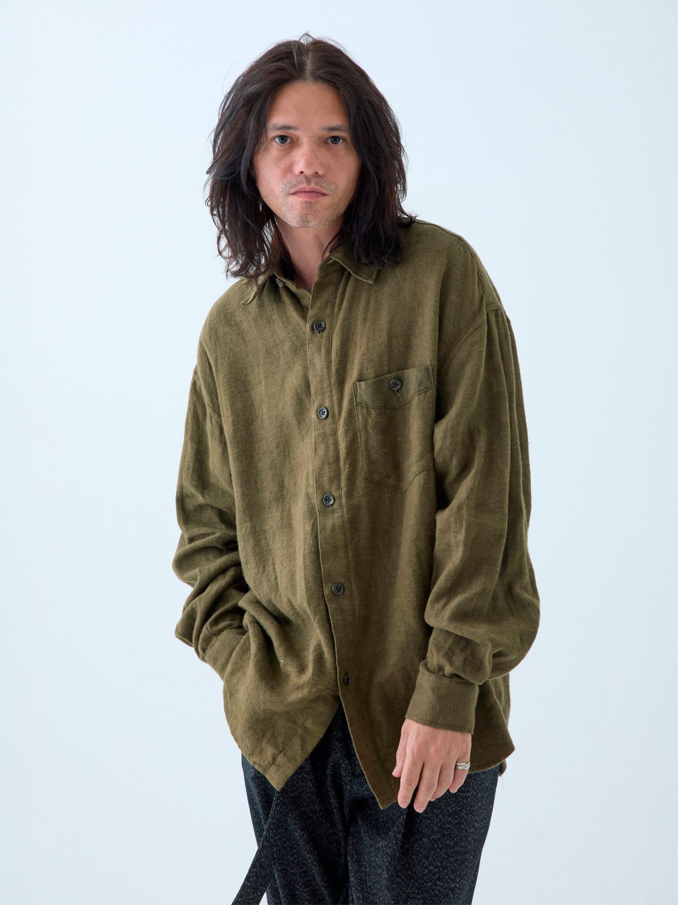 【予約品 5月7日(水)AM10時  締切】Brushlinen / リネンシャツ / オリーブドラブ