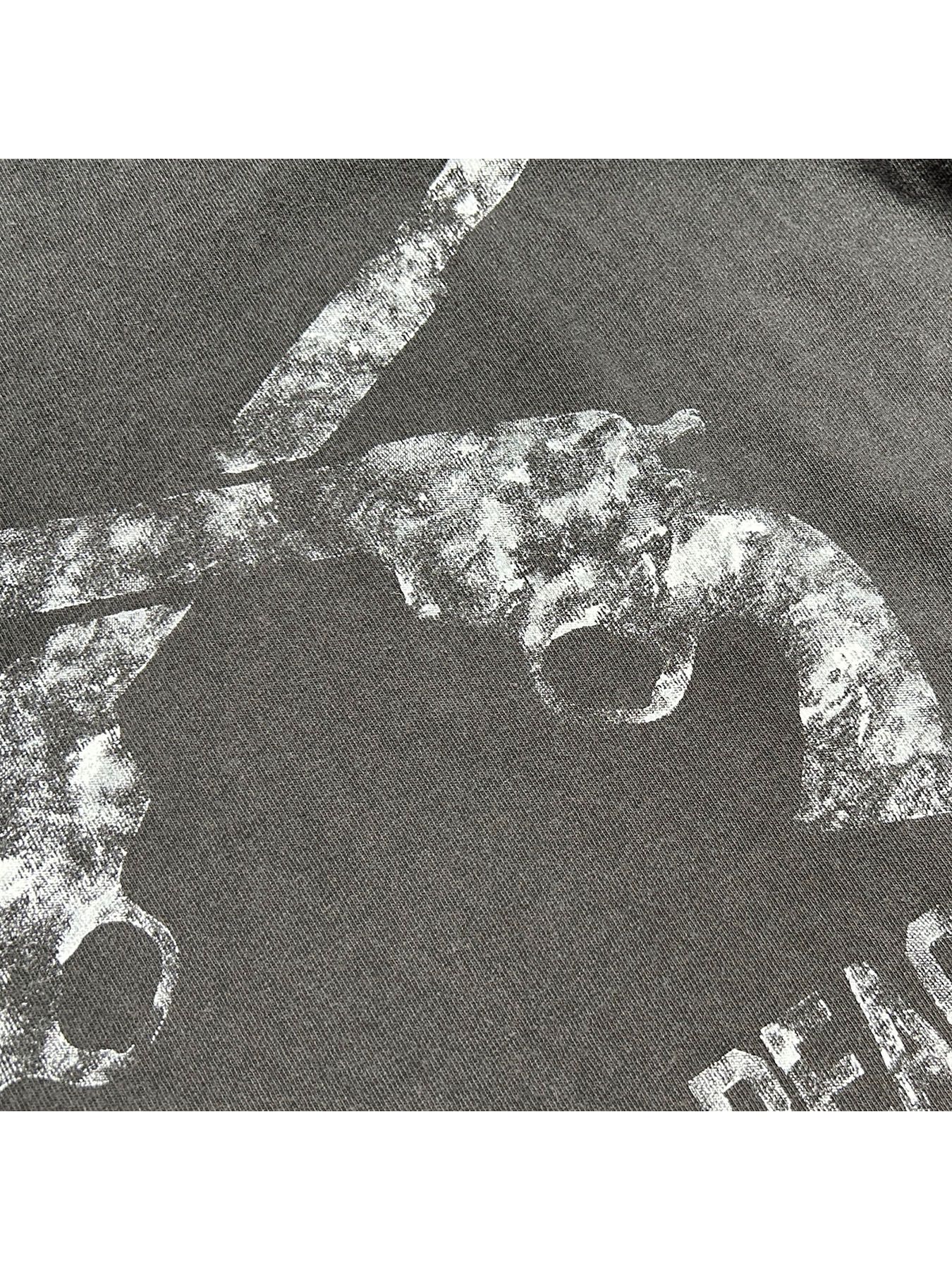 【予約品 8月10日(日) 締切 】HAND PRINT GUN S/S T / クロスガン ハンドプリント Tシャツ / ブラック×ホワイト