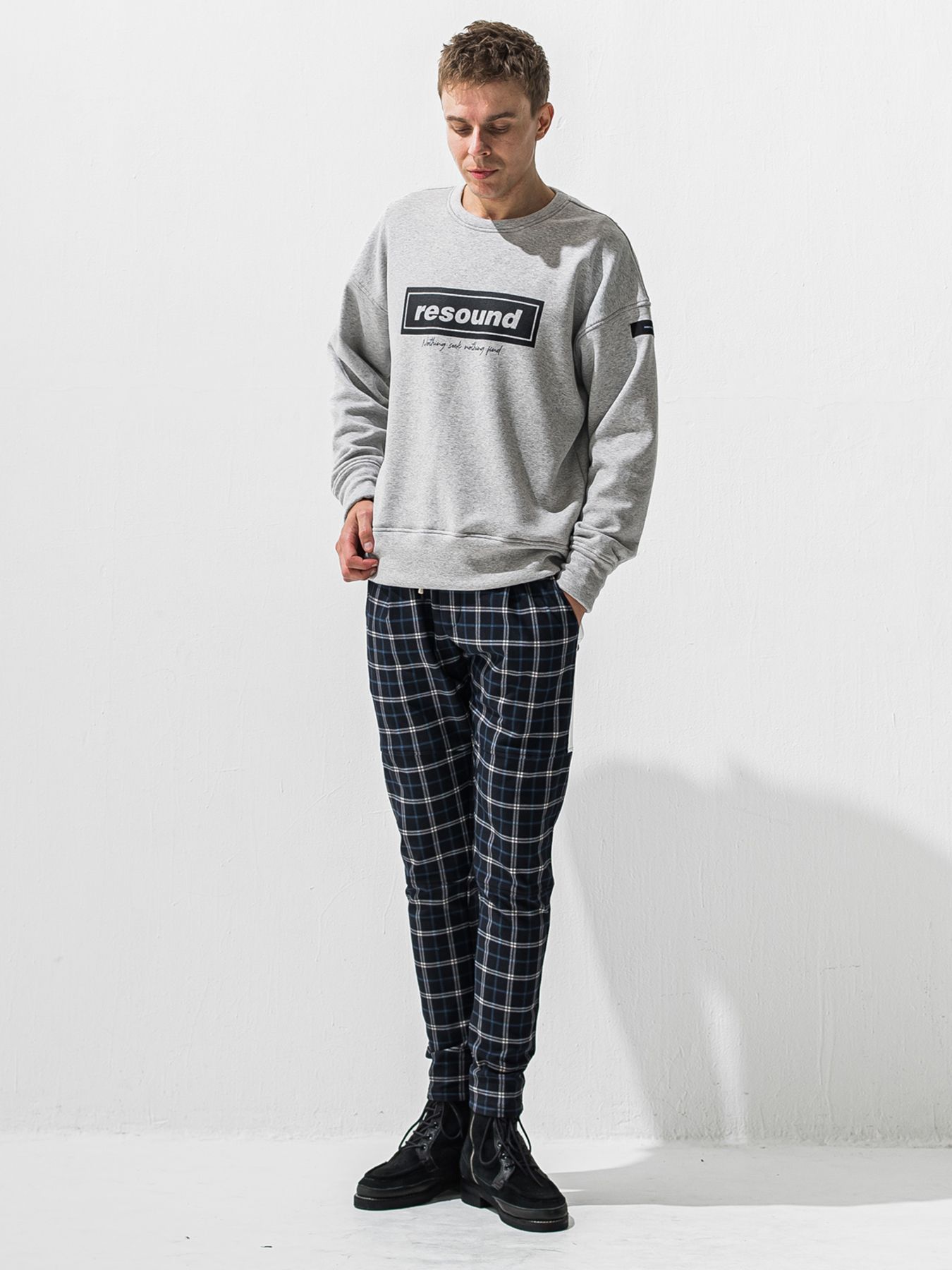 【予約品 9月6日(日) 締切】BOX VELOURS FLEECE DROP TRAINER / ボックスロゴ 裏起毛 ルーズトレーナー / グレー