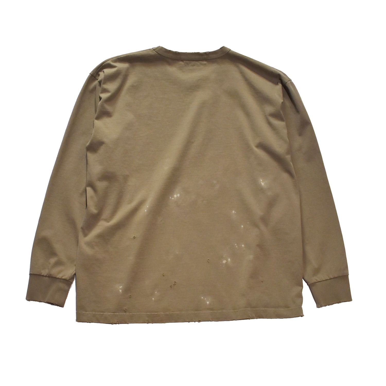 《予約品3月27日 23時55分締め》 DAMAGE L/S TEE  / ロングTシャツ / ベージュ 【roarguns 】8月中入荷予定