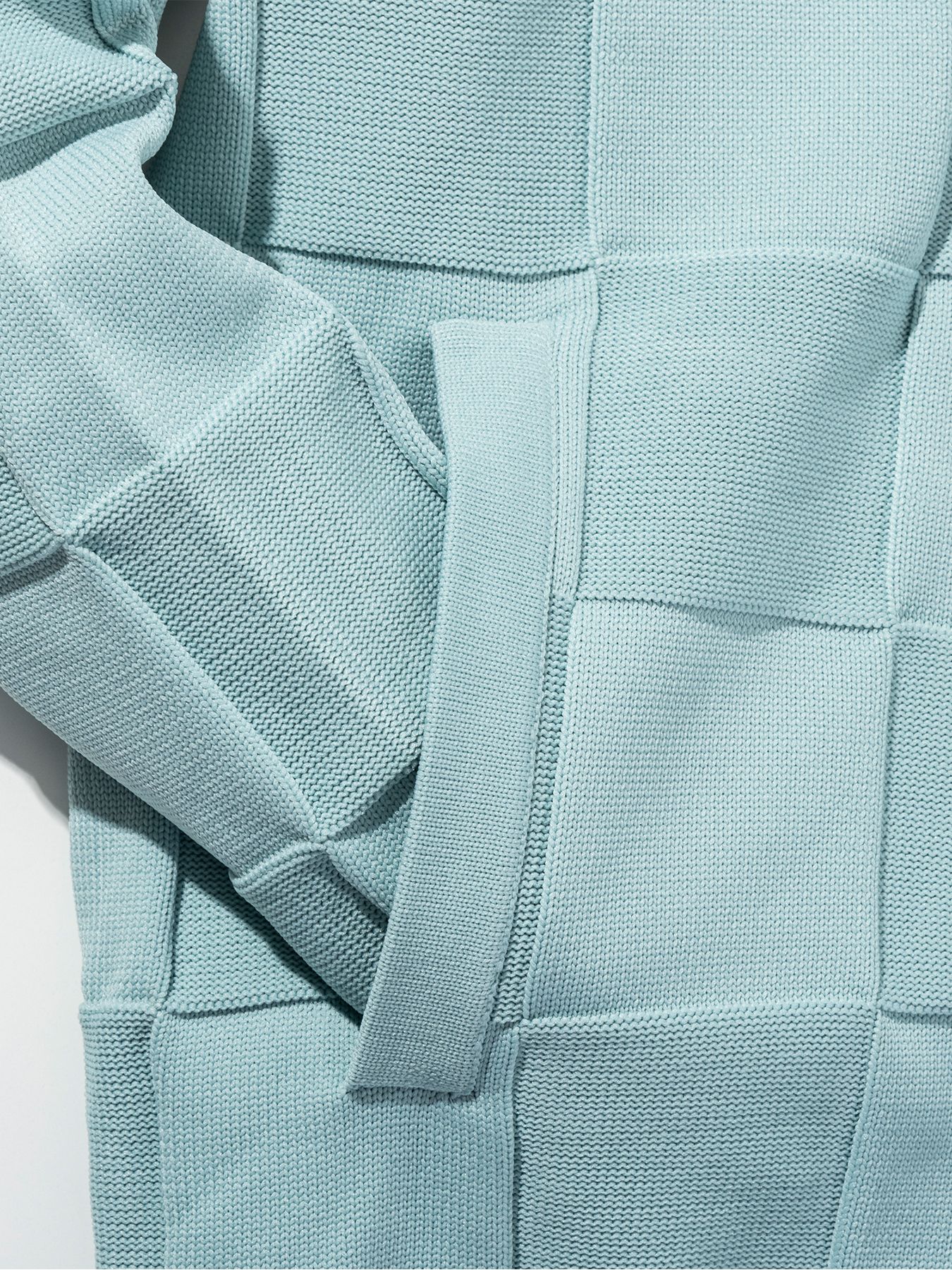 ブロックニットジップアップフーディー / ホワイト