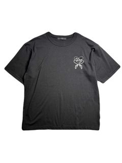 【予約品 8月10日(日) 締切 】HEART CORD EMB S/S T / ハートコード Tシャツ / 刺繍 ブラック×ホワイト