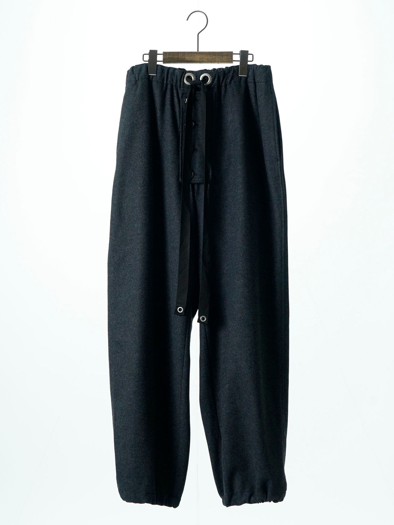 【予約品 】Woolnapp trousers / ウール イージートラウサーズパンツ / 杢チャコール
