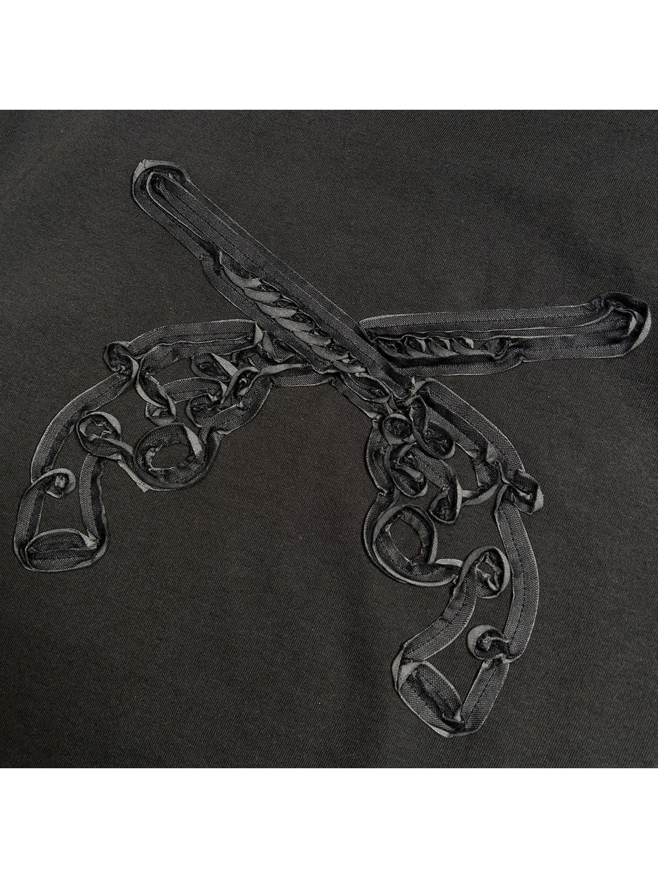 【予約品 8月10日(日) 締切 】CROSSGUN TAPE S/S T / クロスガン テープ Tシャツ / 刺繍 ブラック