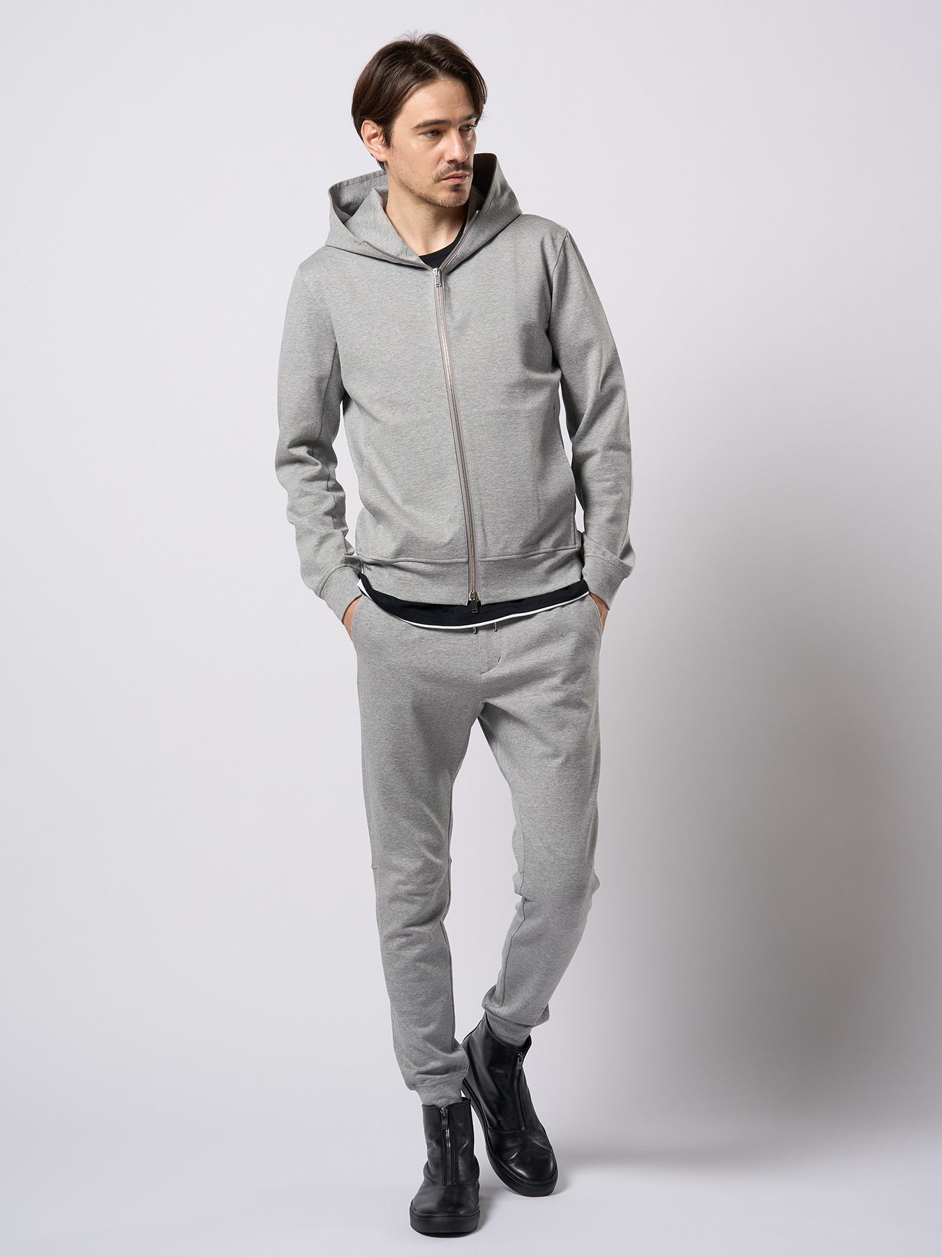 【予約品 9月23日(火) 締切】basic rib sweat pants / ベーシック リブスウェットパンツ / 杢グレー