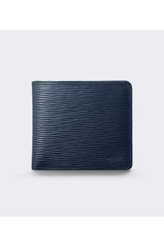 二つ折りウォレット Wave Leather / Dark Blue 【aniary】