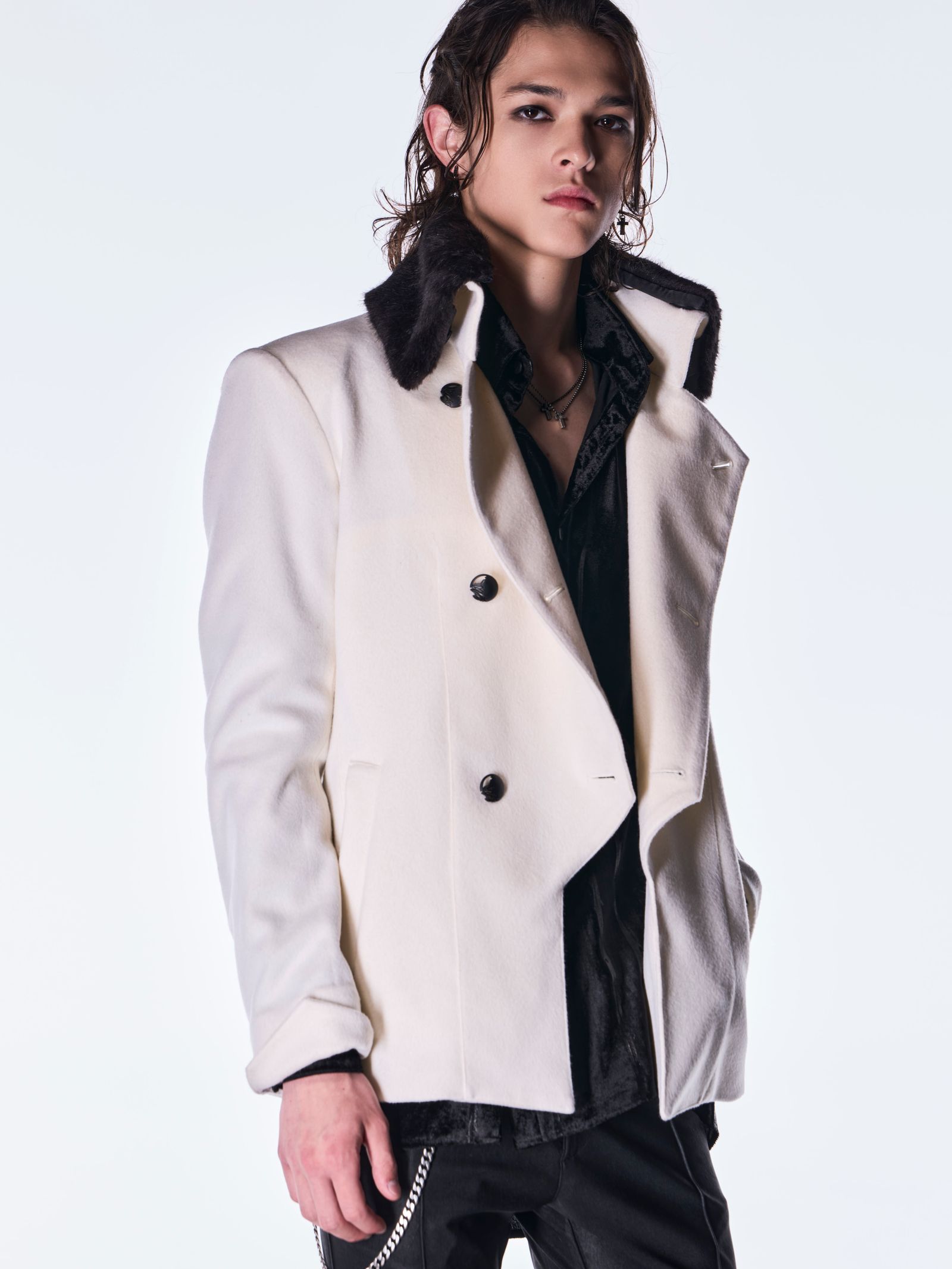 【予約品 6月29日(月) 締切】Beaver Fur Napoleon Jacket / ファー ナポレオンジャケット / ホワイト