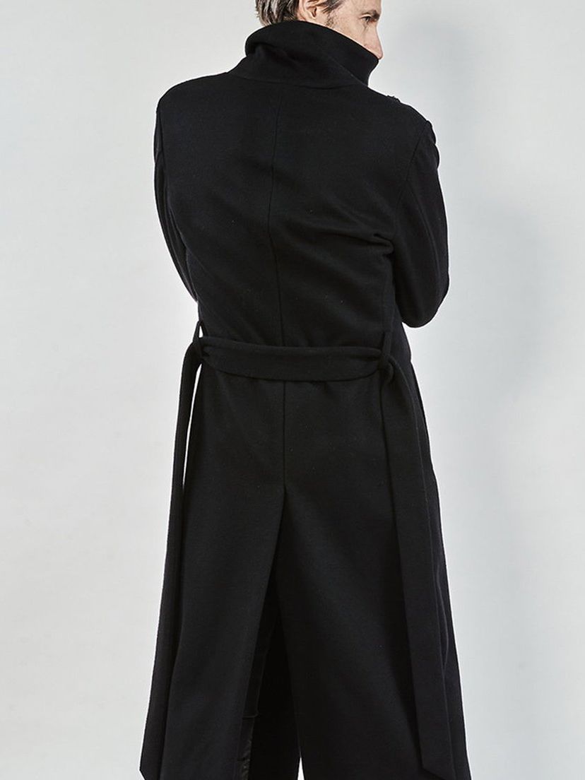 Beaver Wool High collar Wrap Maxi Coat / ブラック 【ys Yuji SUGENO】