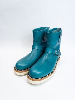 【予約】イタリアン ダブルショルダー ショートエンジニアブーツ  STB010-01 [ ：MATILDA （マチルダ）]  COLOR：TURQUOISE（【STRUM】