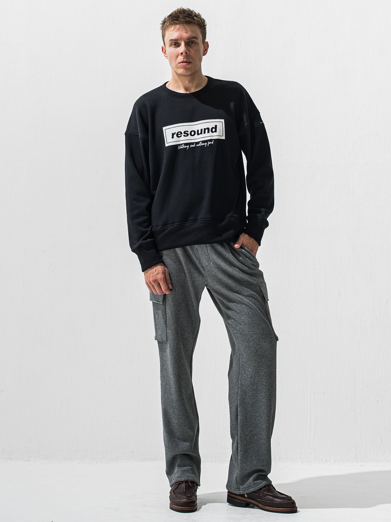 【予約品 9月6日(日) 締切】BOX VELOURS FLEECE DROP TRAINER / ボックスロゴ 裏起毛 ルーズトレーナー / ブラック