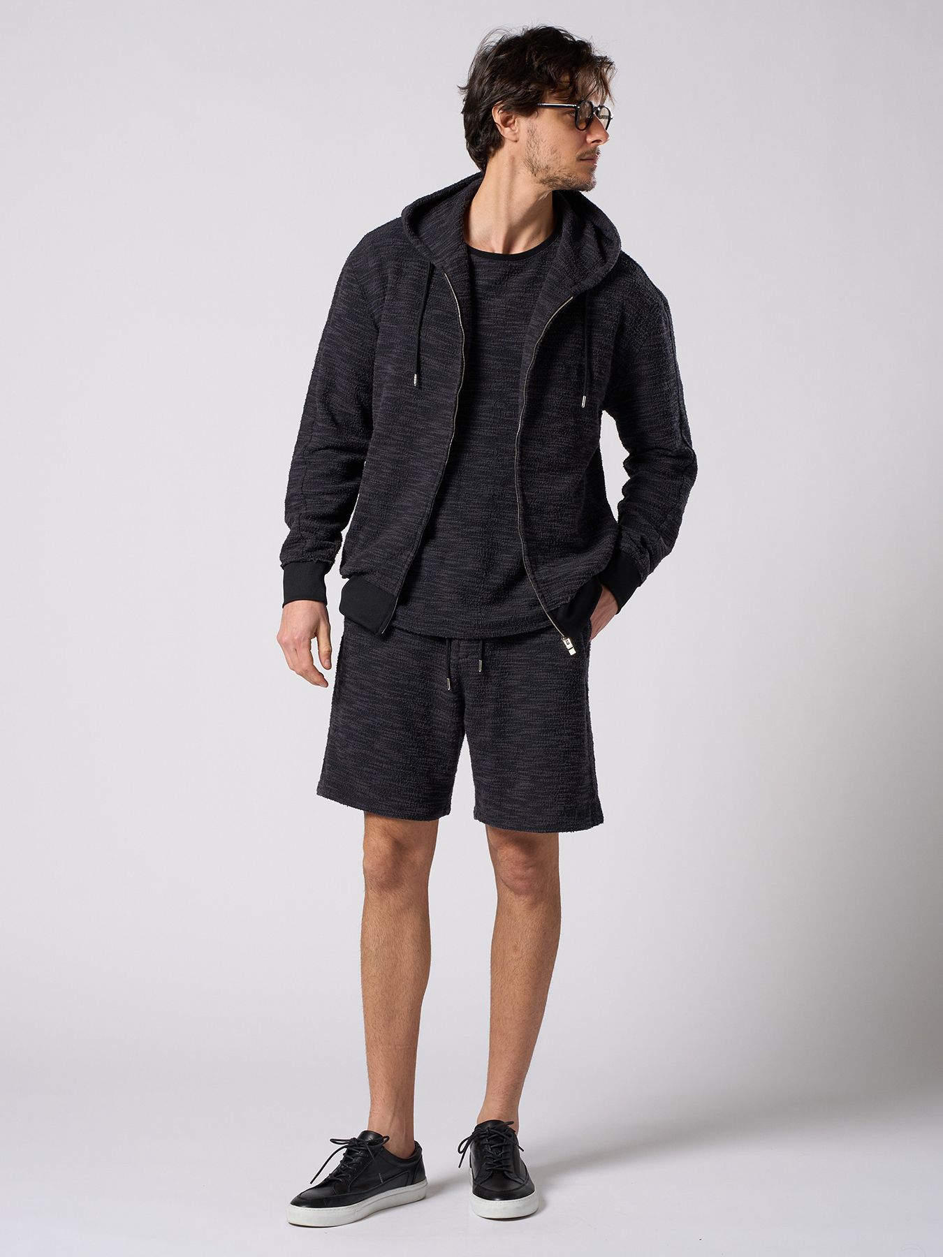 【予約品 1月25日(日) 締切】muta × wjk collection：knit jacquard relax S/S / ニットジャガード リラックスショートスリーブ / ブラック