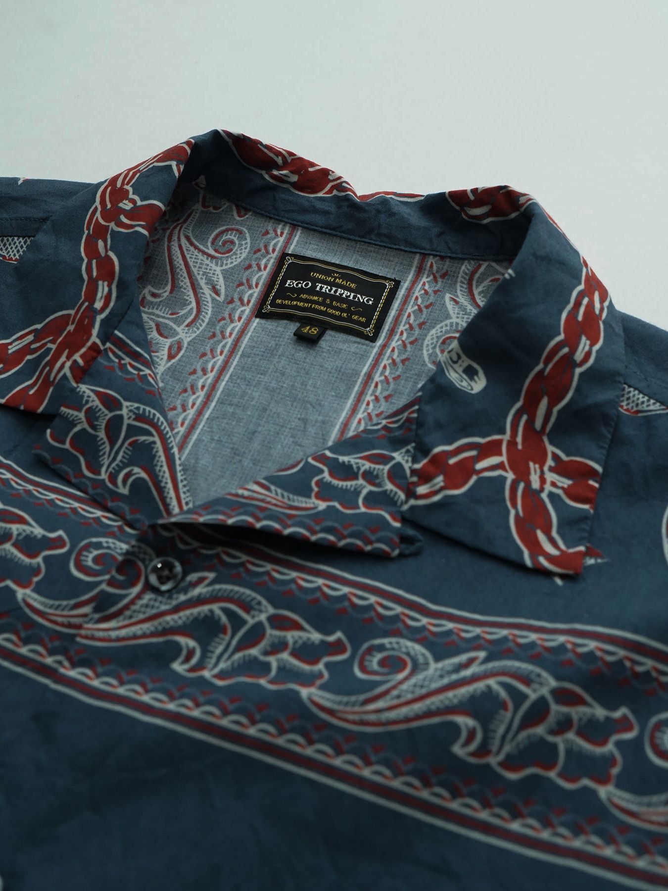【予約品 11月23日(日) 締切】WESTERNBANDANA SHIRTS short / バンダナプリント シャツ / NAVY