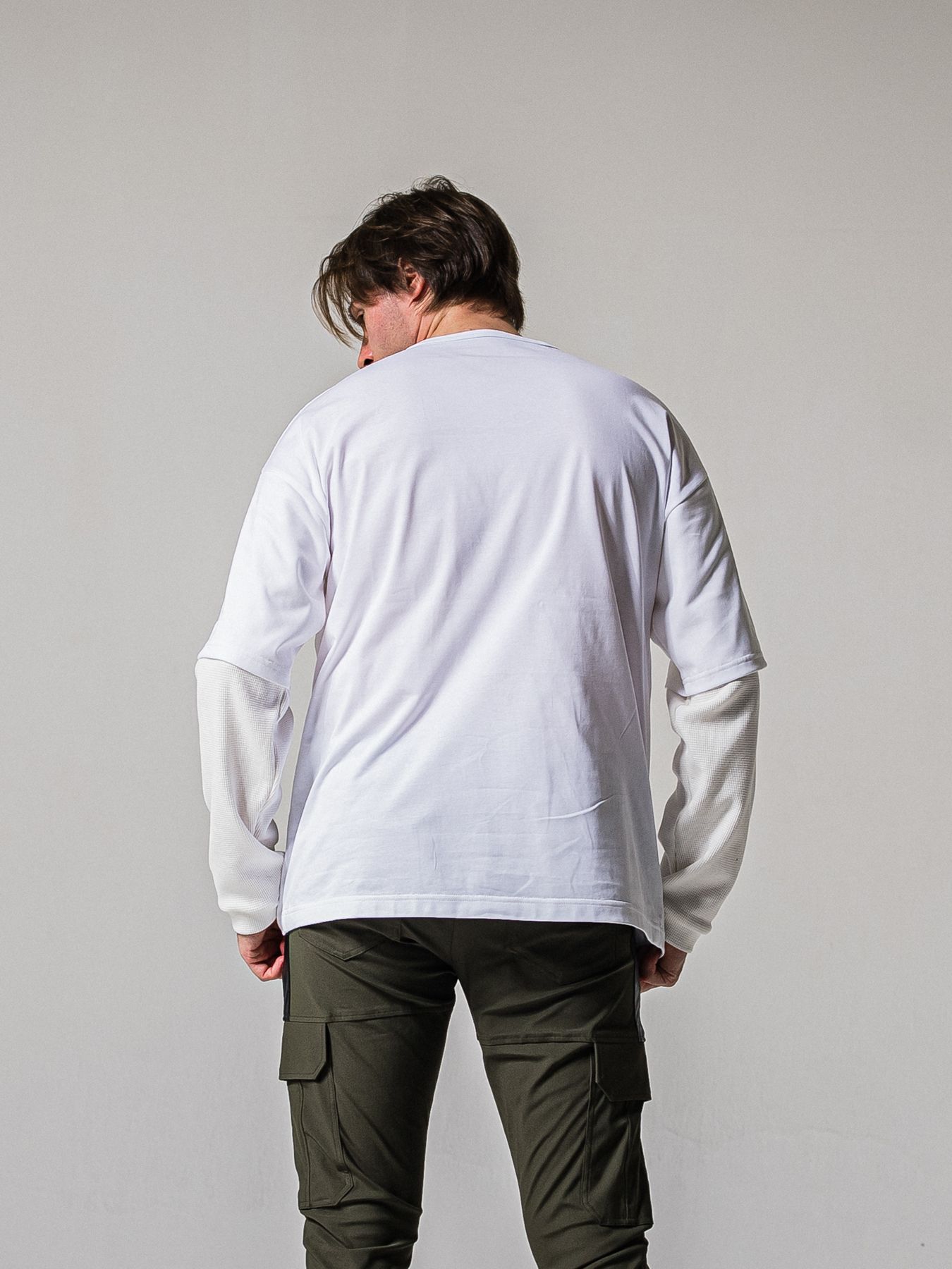 【予約品 11月16日(日) 締切】FAKE LAYERED WAFFLE LONGSLEEVE / フェイクレイヤード ワッフル ロングスリーブTシャツ / ブラック