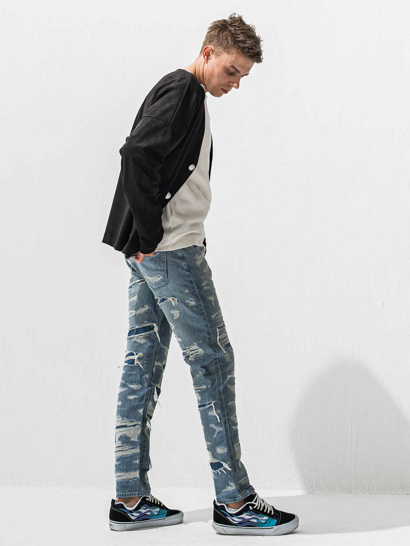 【予約品 9月6日(日) 締切】SCOTT JEANS / ライトオンスヴィンテージジーンズ / インディゴ スペシャルクラッシュ
