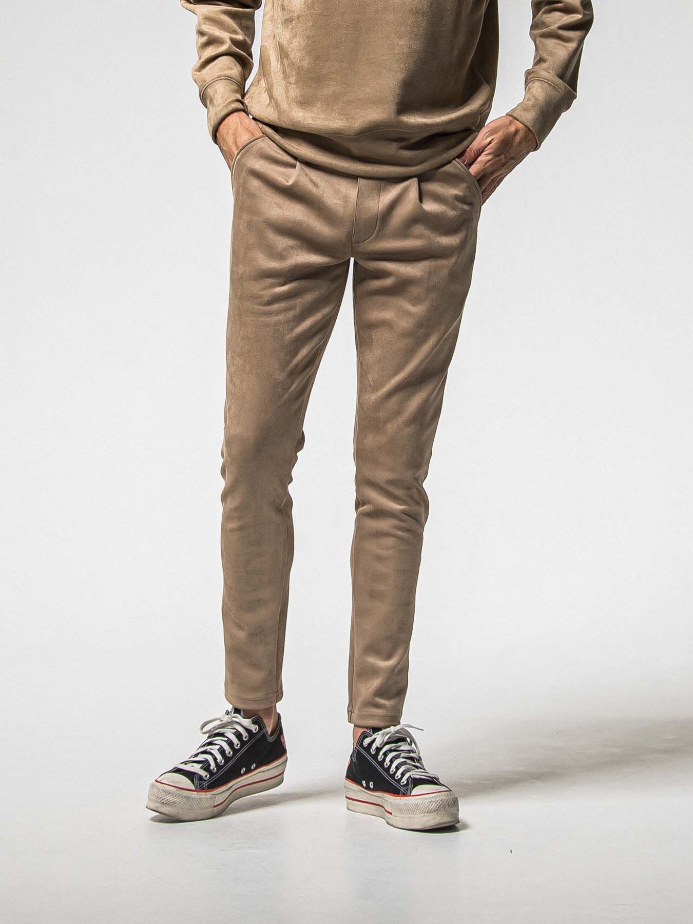 【予約品 8月31日(日) 締切】CHRIS EASY SUEDE TUCK PANTS / クリス イージー スウェードタックパンツ / ブラウン