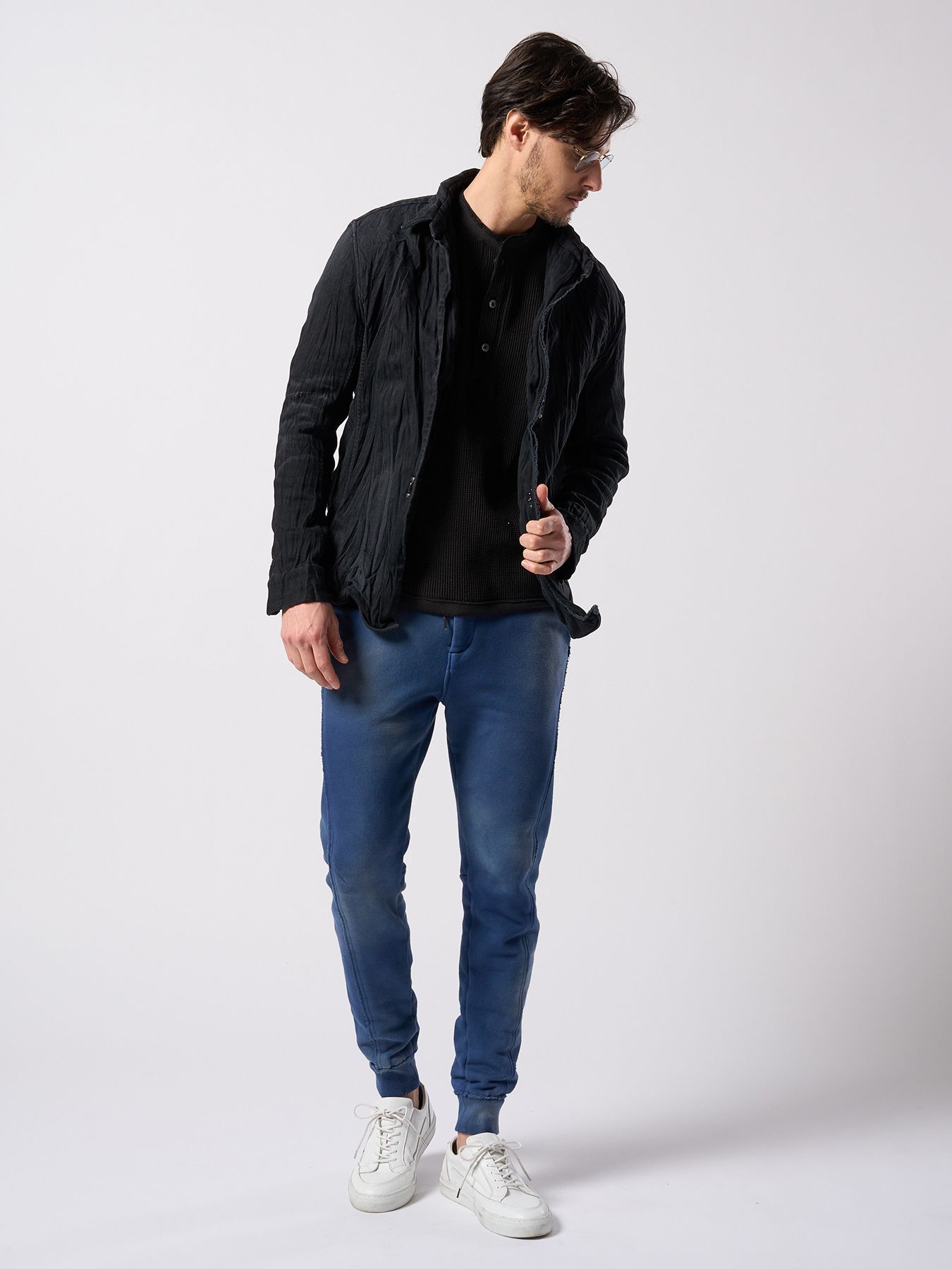 【予約品 4月19日(日) 18時締切】fade switching rib sweat pants / フェードスイッチング リブスウェットパンツ / フェードネイビー