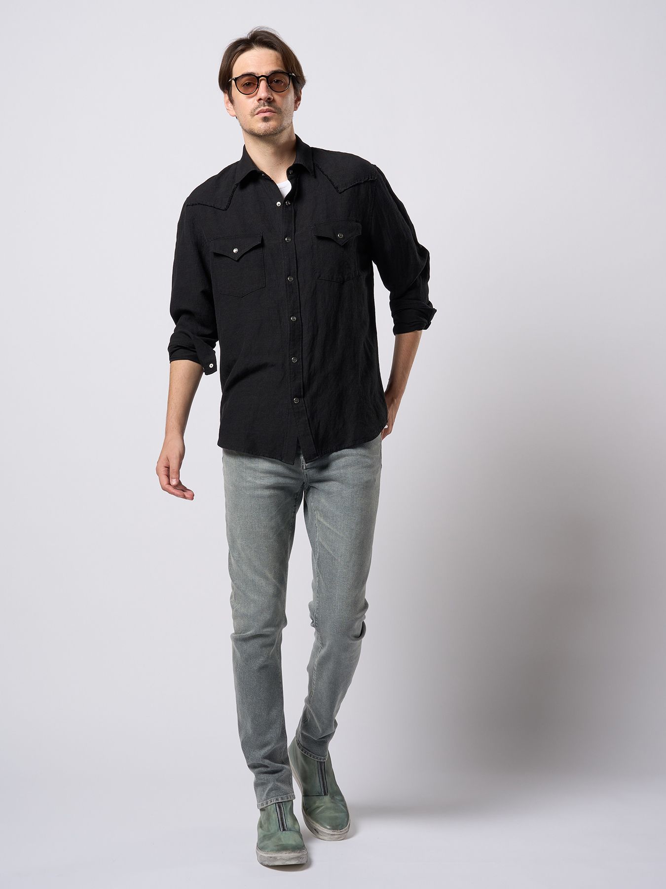 【予約品 9月23日(火) 締切】slim banana denim / スリムバナナデニム / アイスグレー