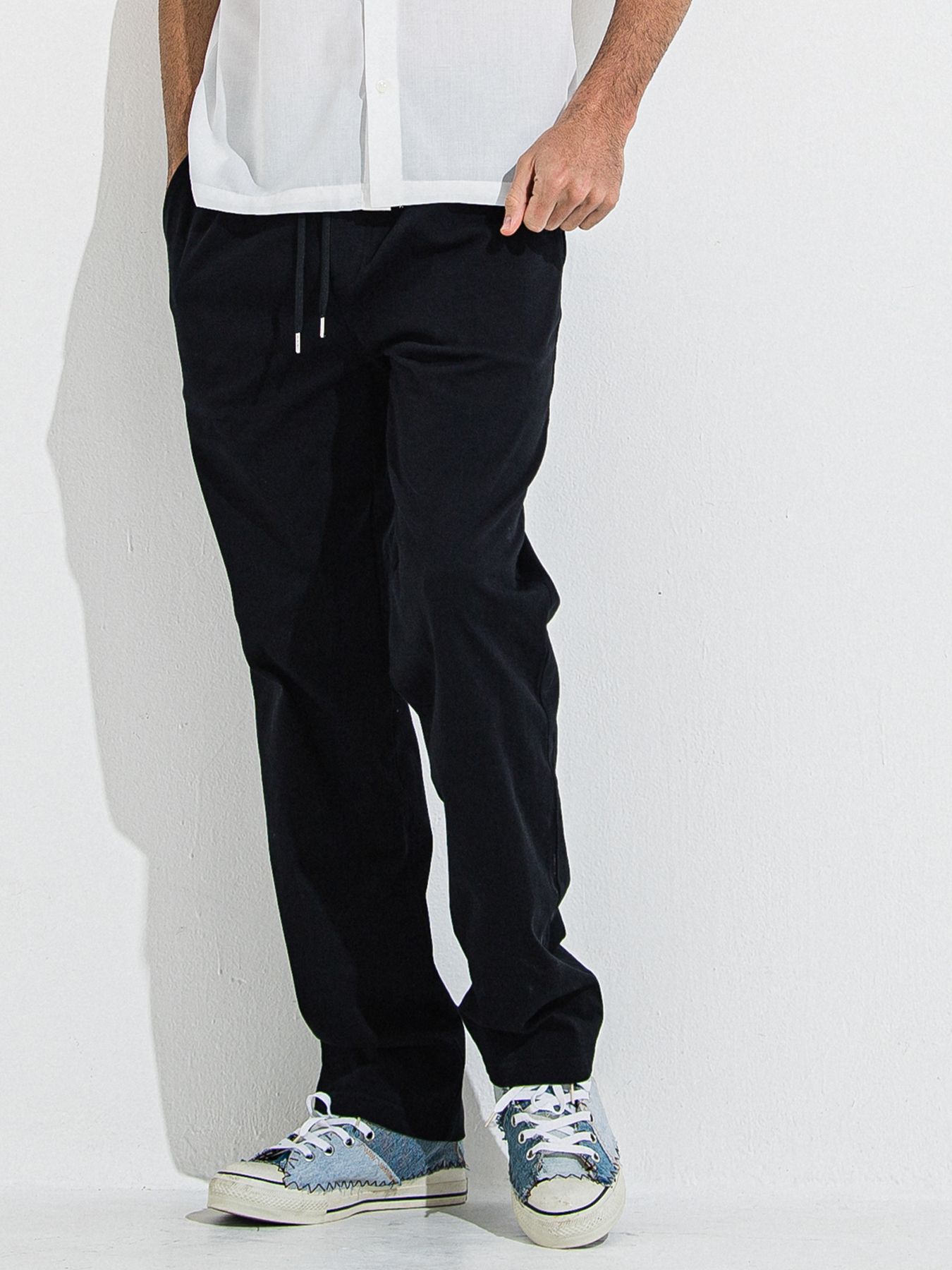 【予約品 】DENIM JERSEY WIDE PT / デニムジャージワイドパンツ / ブラック