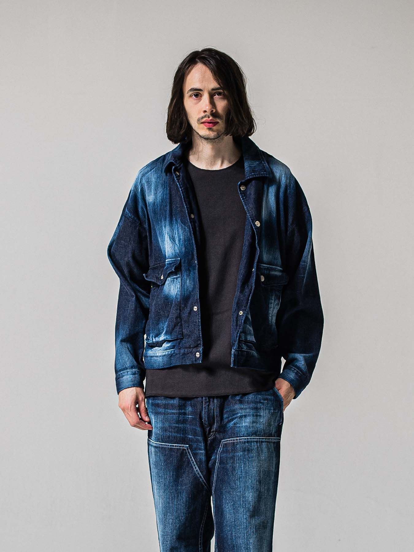 【予約品 11月16日(日) 締切】LDENIM AG FLIGHT JK / ライトデニム ミリタリージャケット / インディゴユーズド