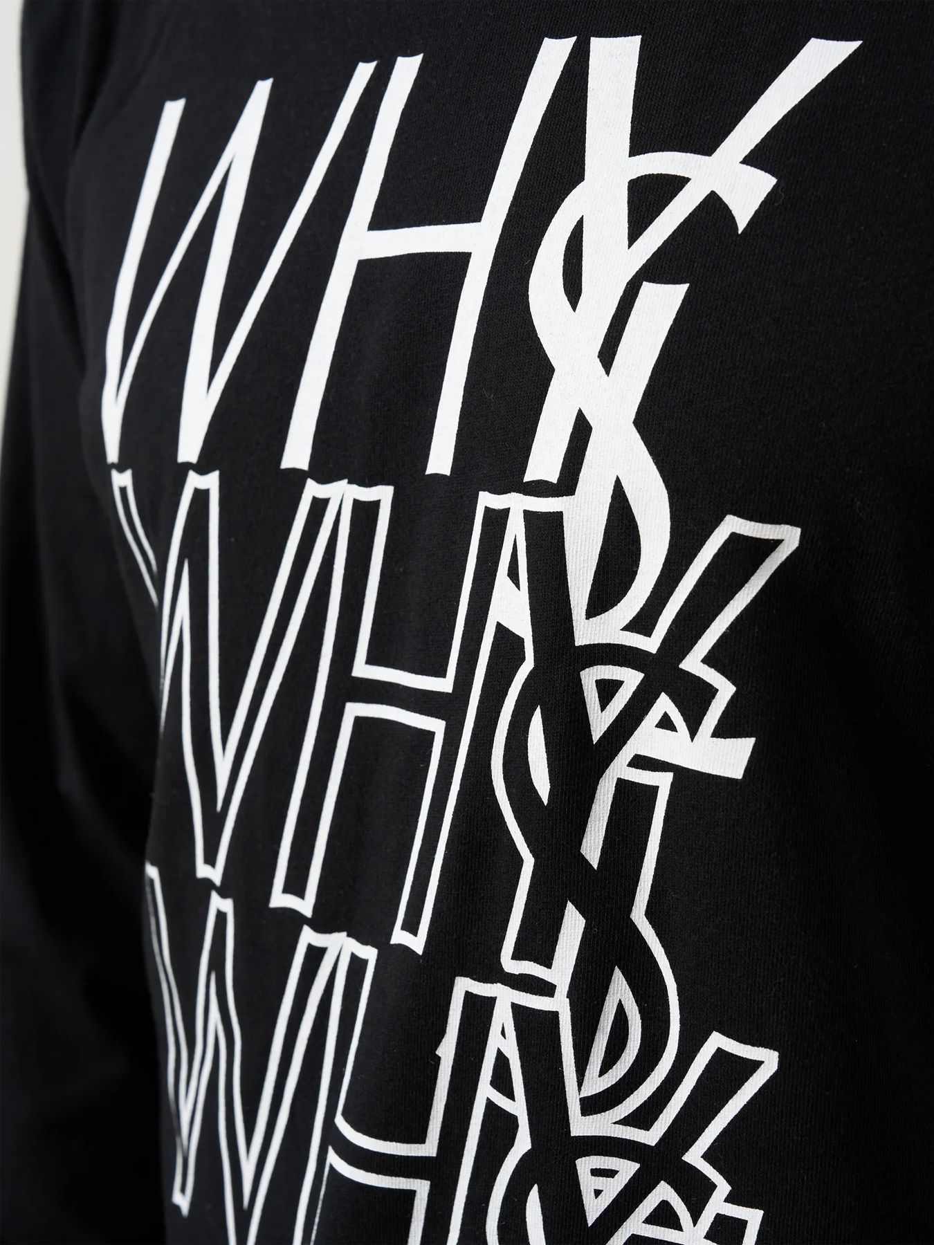 5.6ozコットン天竺 WHYSL/サガラパッチワーク LS Tシャツ / ブラック