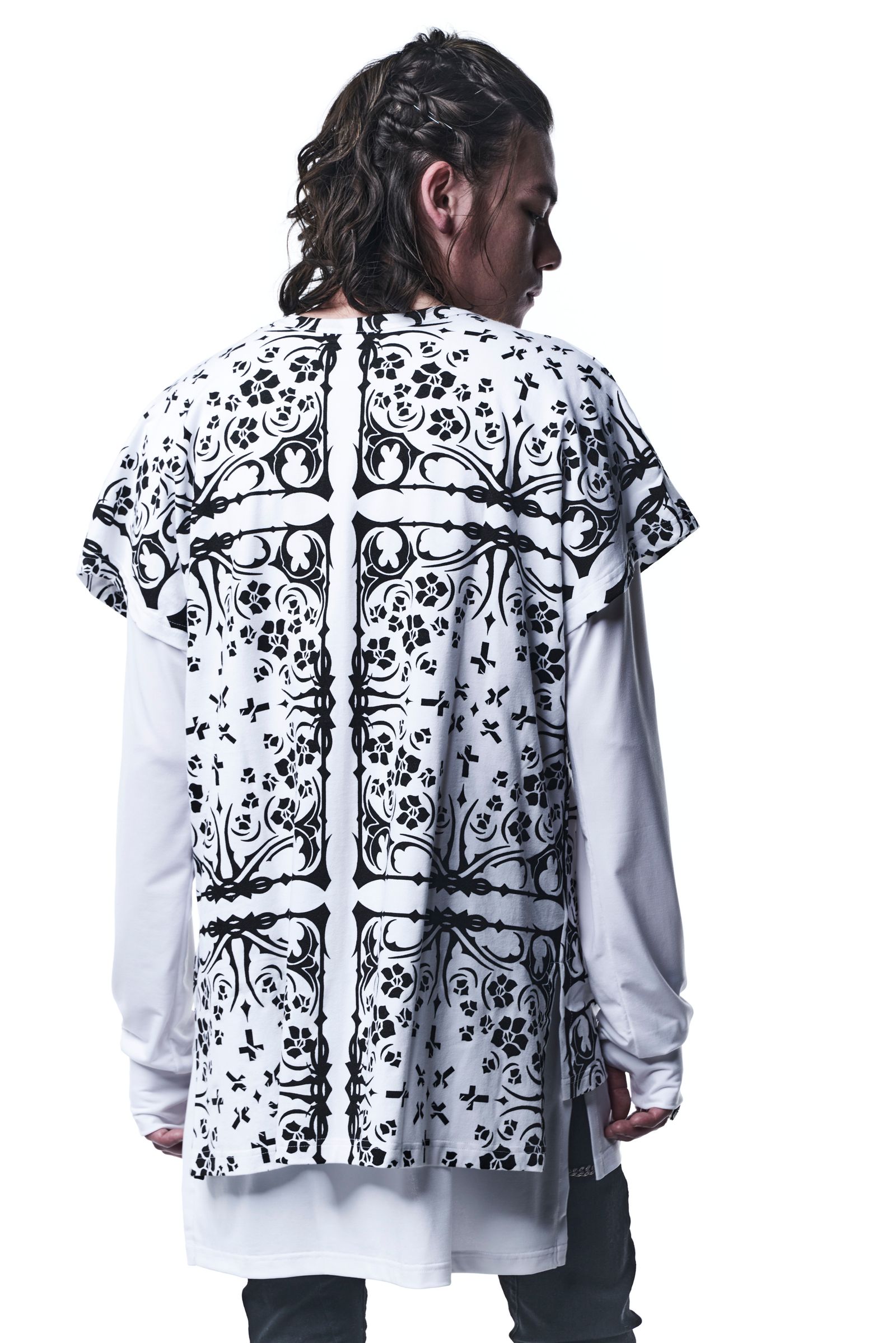 《予約品》 LayerdT-Shirts Tシャツ BANDANA BEATENJIKU / White×Black 【kiryuyrik】 9月入荷予定