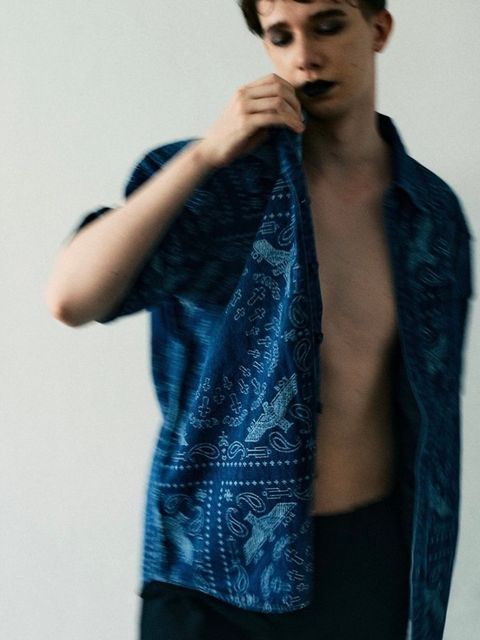 BANDANA DENIM SHIRT / シャツ / ブラック 【BOY LONDON】