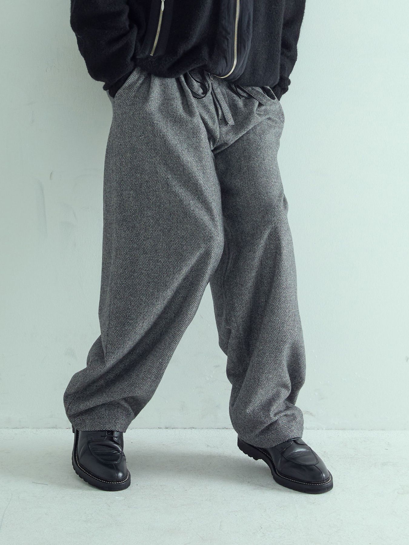 【予約品 】LOUNGECUT TORAUSERS / ワイドトラウザーズ / アイボリー×ブラック