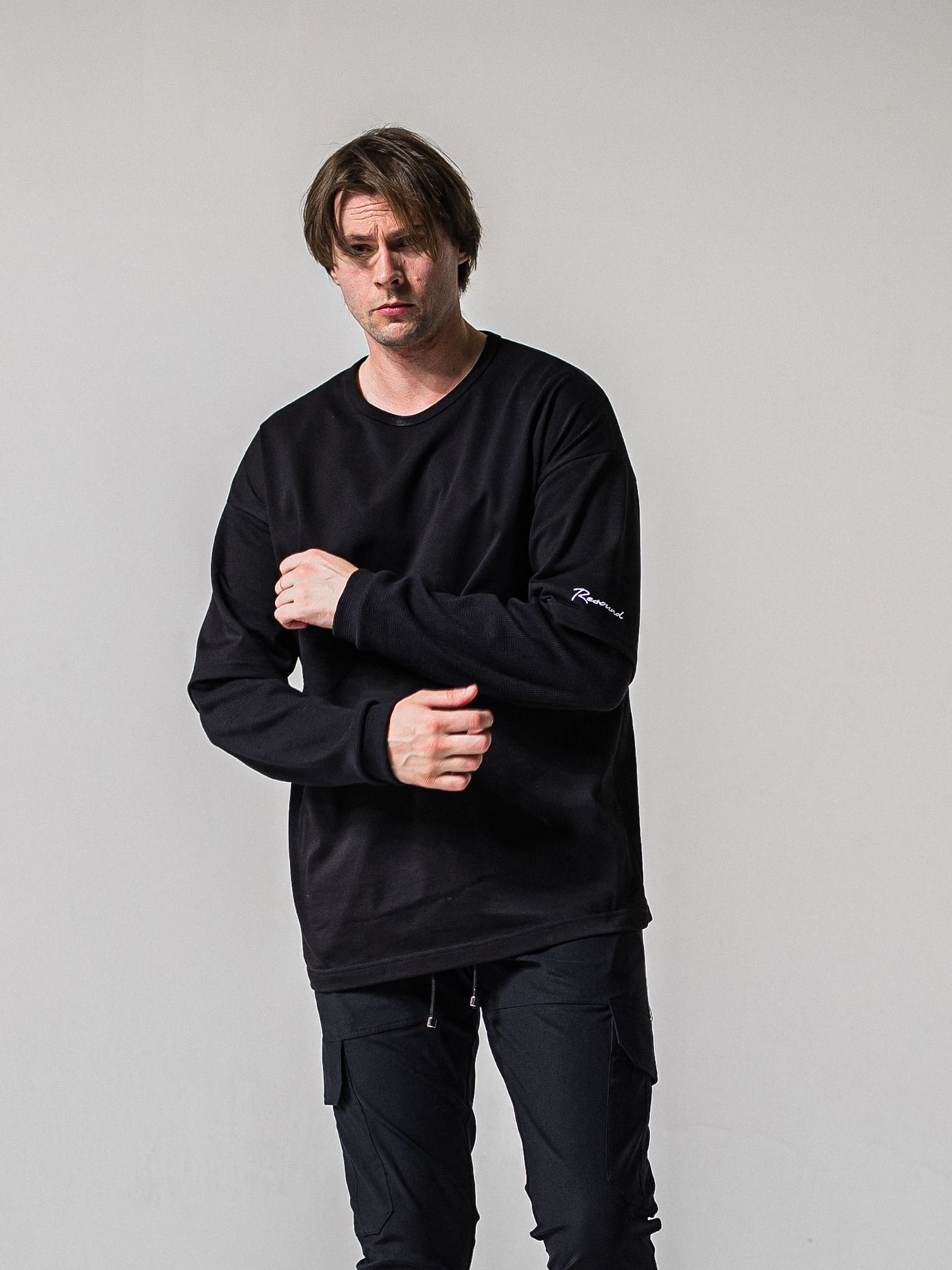 【予約品 11月16日(日) 締切】FAKE LAYERED WAFFLE LONGSLEEVE / フェイクレイヤード ワッフル ロングスリーブTシャツ / ブラック