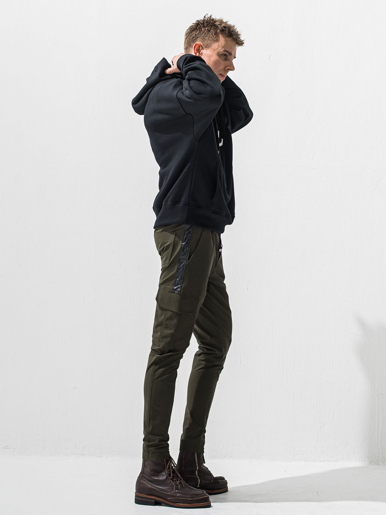 【予約品】DARRELL HEAT CARGO PT / 裏起毛 カーゴラインパンツ / カーキ