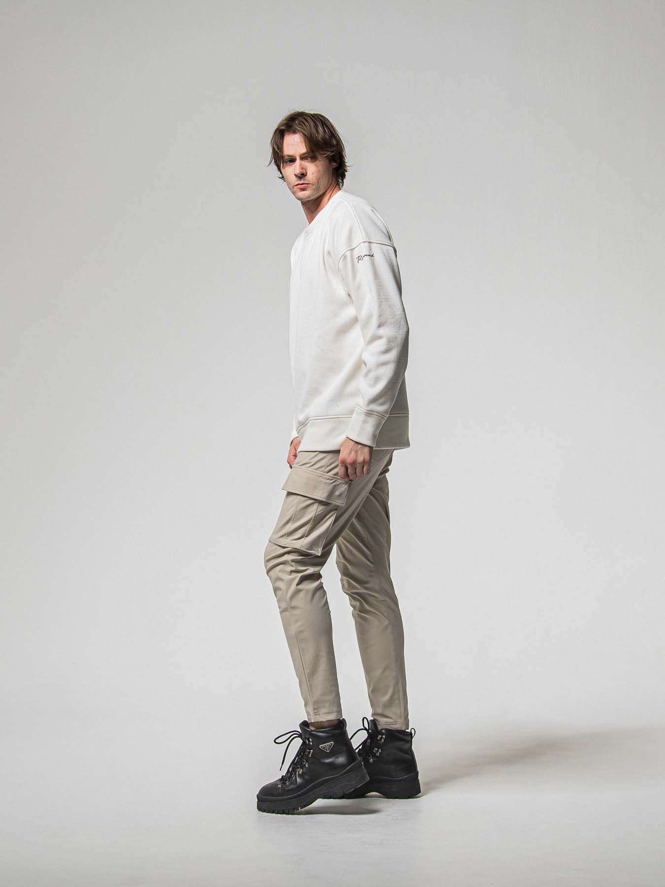 【予約品 8月31日(日) 締切】VELOURS FLEECE THERMAL LOOSE TRAINER / ベロアフリース サーマル ルーズトレーナー / ホワイト