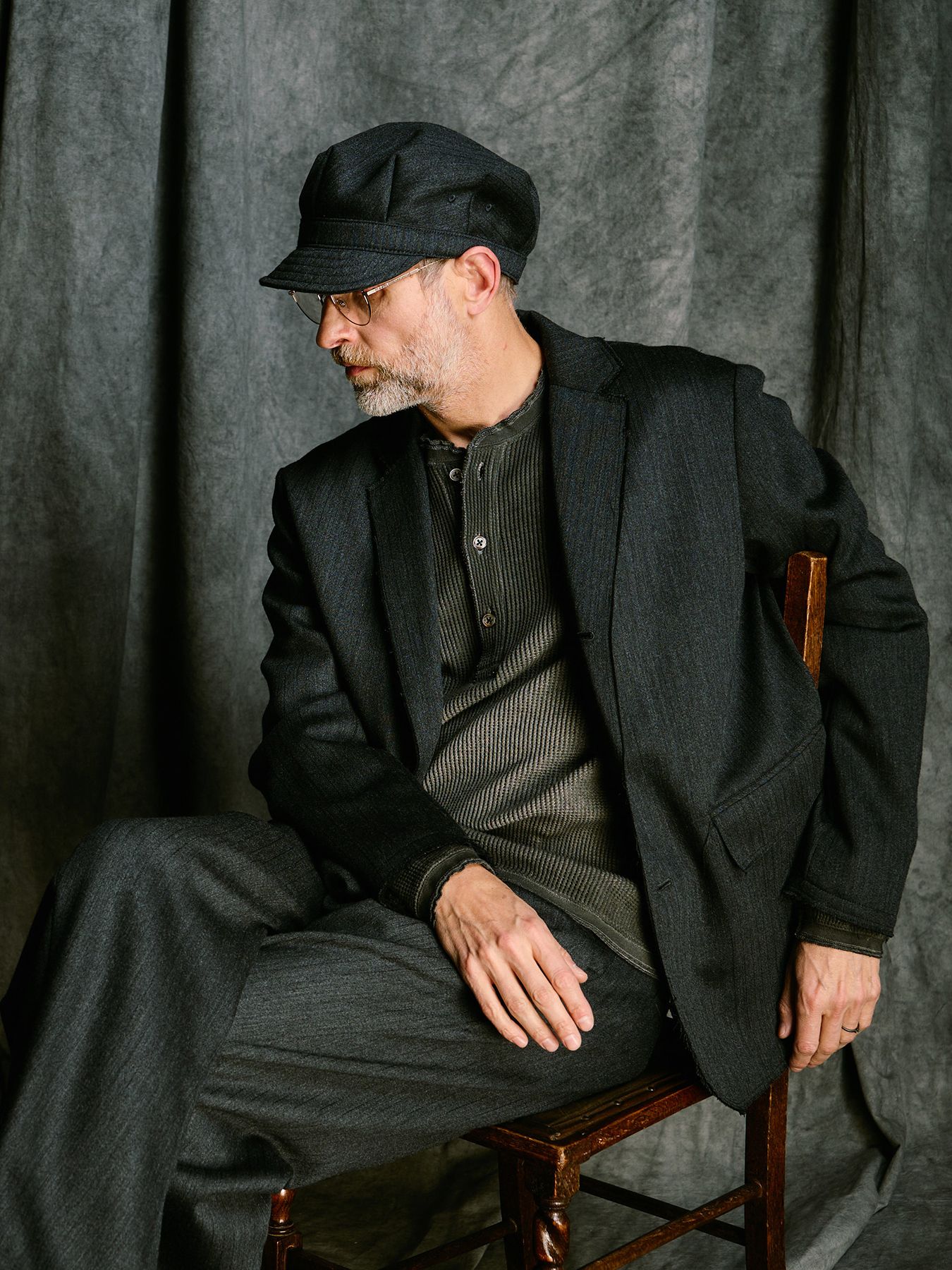 【予約品 4月19日(日) 18時締切】venetian stripe single jacket / ヴェネツィアン ストライプ シングルジャケット / チャコール