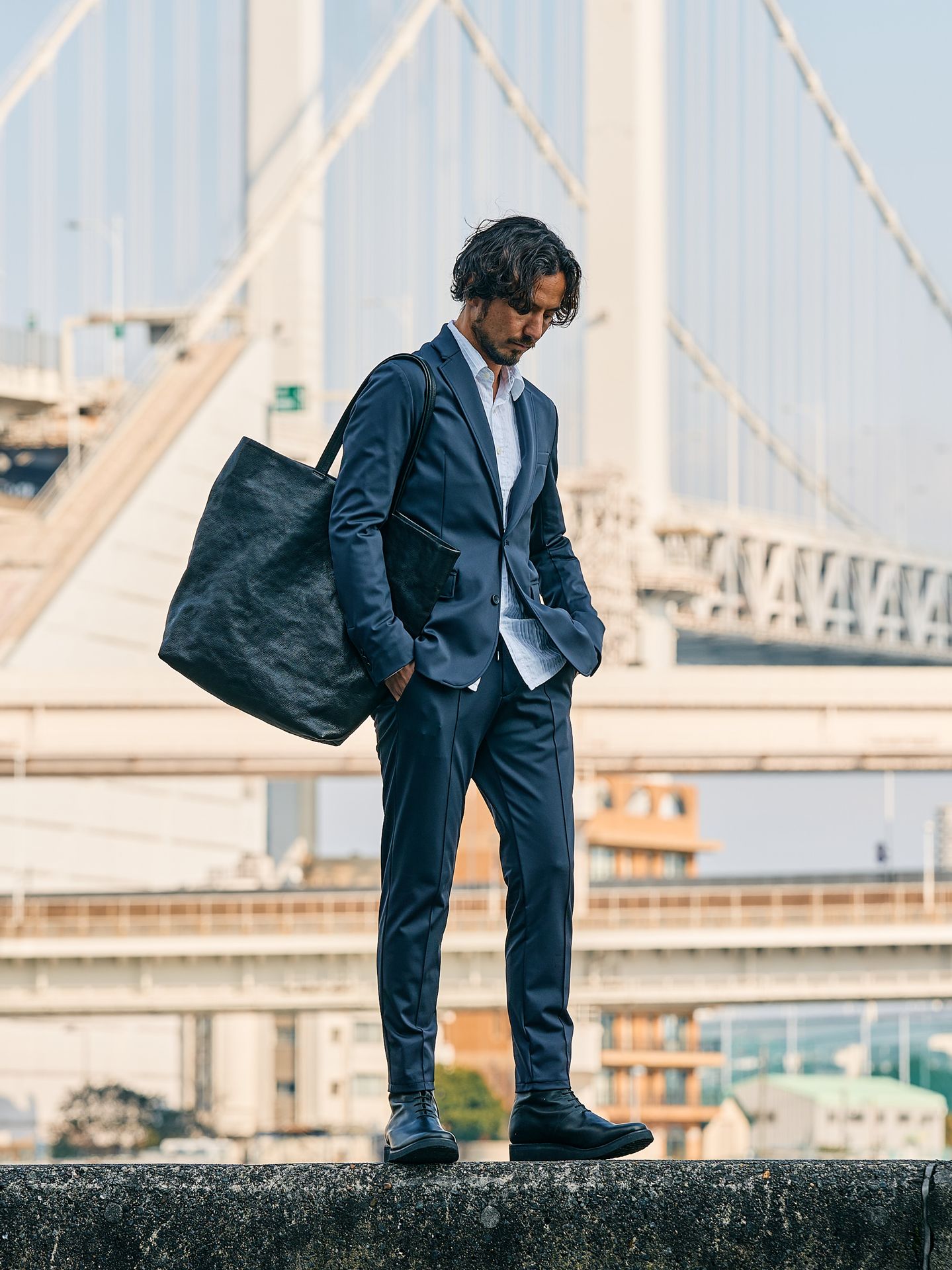 【予約品】 smart pin-tuck slacks / スラックス / ダークネイビー
