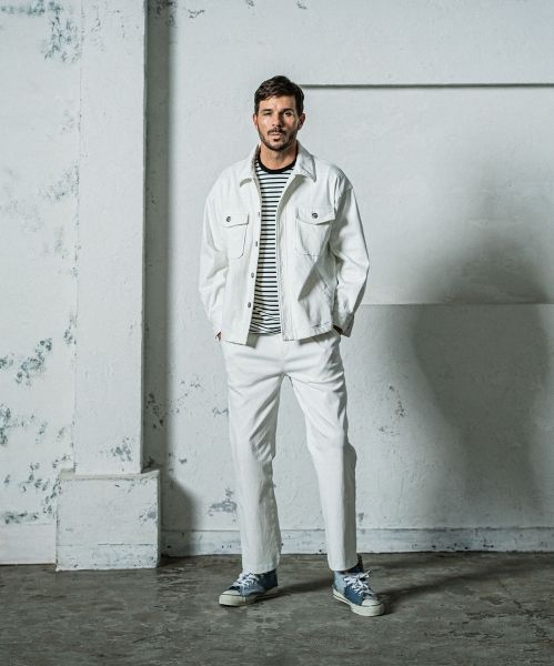 《予約11月17日19時締め》 EX denim jersey  WIDE PT / ワイドパンツ / ホワイト