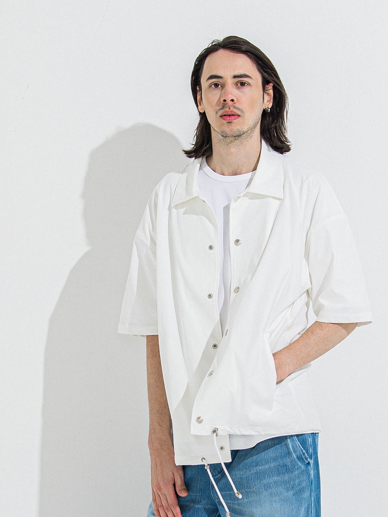 【予約品 】NYLON HALF COACH JACKET / ナイロンハーフコーチジャケット / ホワイト