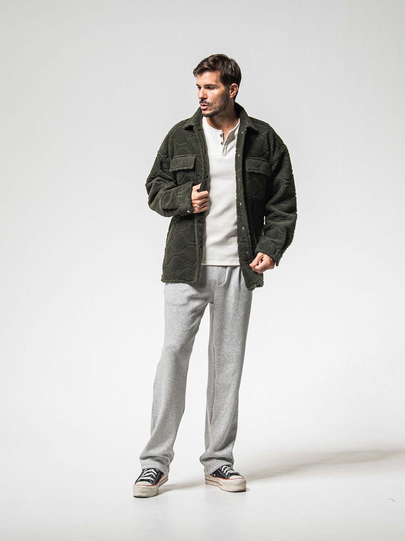 【予約品 8月31日(日) 締切】 VELOURS FLEECE WIDE TUCK PANTS / ベロアフリース ワイドタックパンツ / グレー