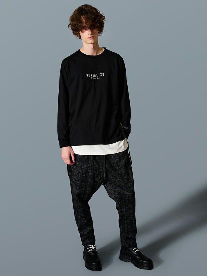 LOGO ZIP TEE×TANK TOP TシャツXタンクセット / ブラック×ホワイト