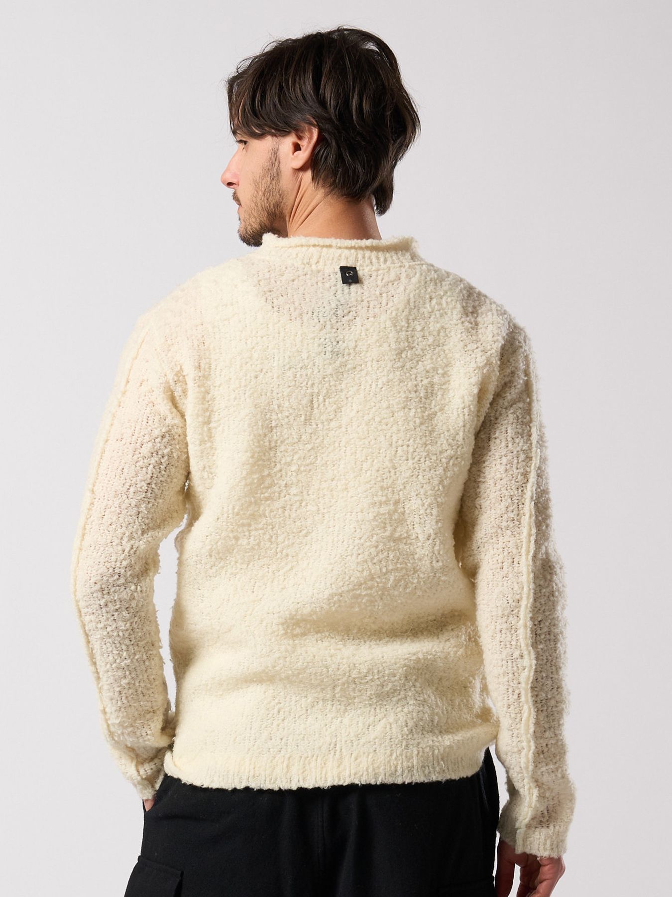 【予約品 4月19日(日) 18時締切】fancy yarn crew-neck knit / クルーネックニット / ホワイト