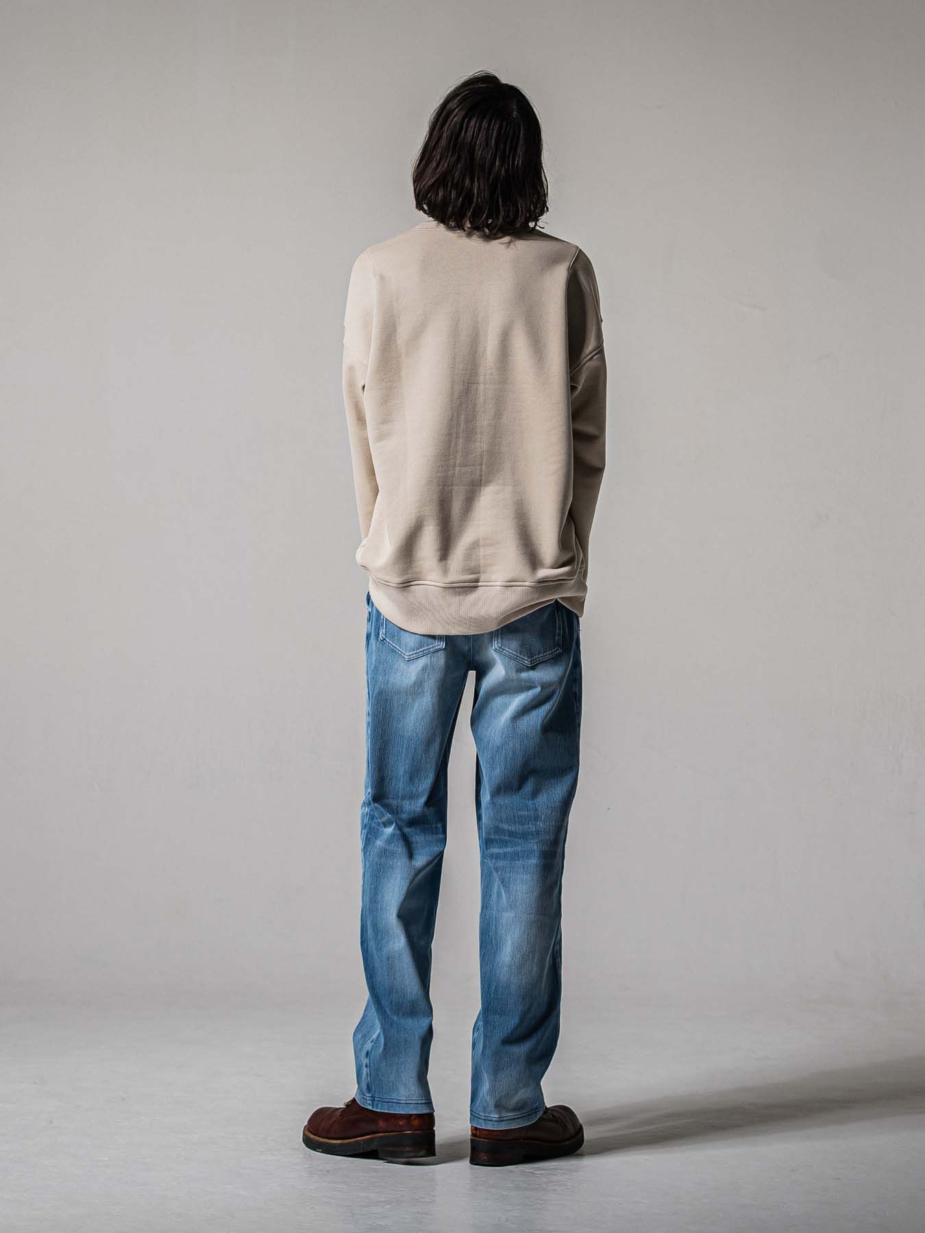 【予約品 11月16日(日) 締切】DENIM JERSEY WIDE PT / デニムジャージ セミワイドシルエット ワンタックイージーパンツ / ライトインディゴ