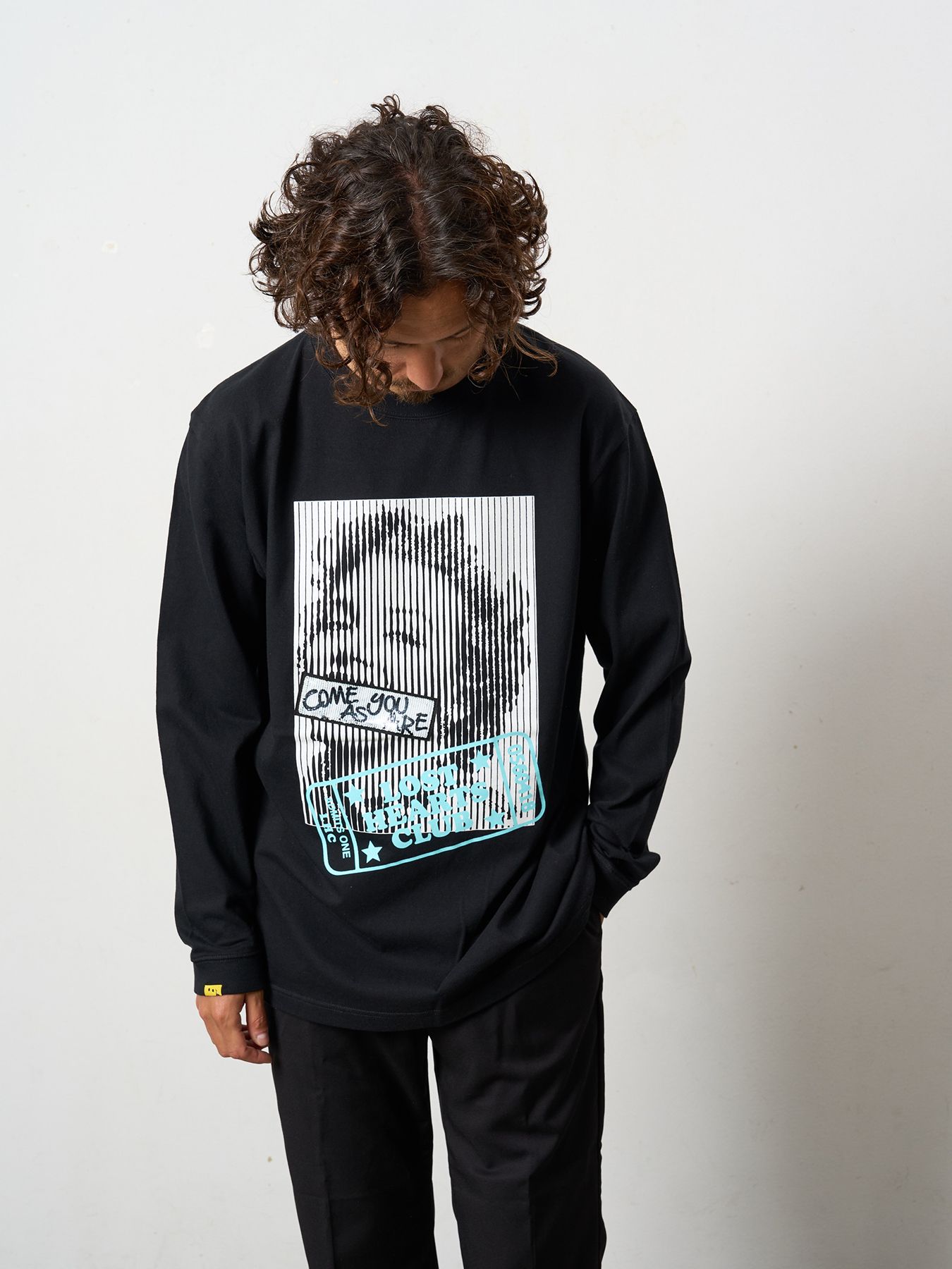 【予約品 5月8日(木) AM10時 締切】 5.6ozコットン天竺 LOST HEARTS シークインLS Tシャツ / ブラック