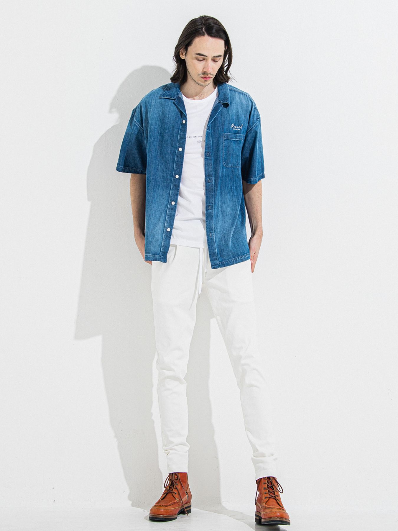 DENIM JERSEY CHRIS EASY TUCK PT / デニムジャージクリスイージータックパンツ / ホワイト