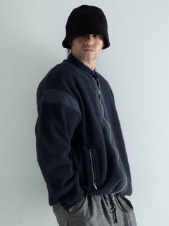 【予約品 】BOALITE / ウール ジップアップ ブルゾン / ネイビー
