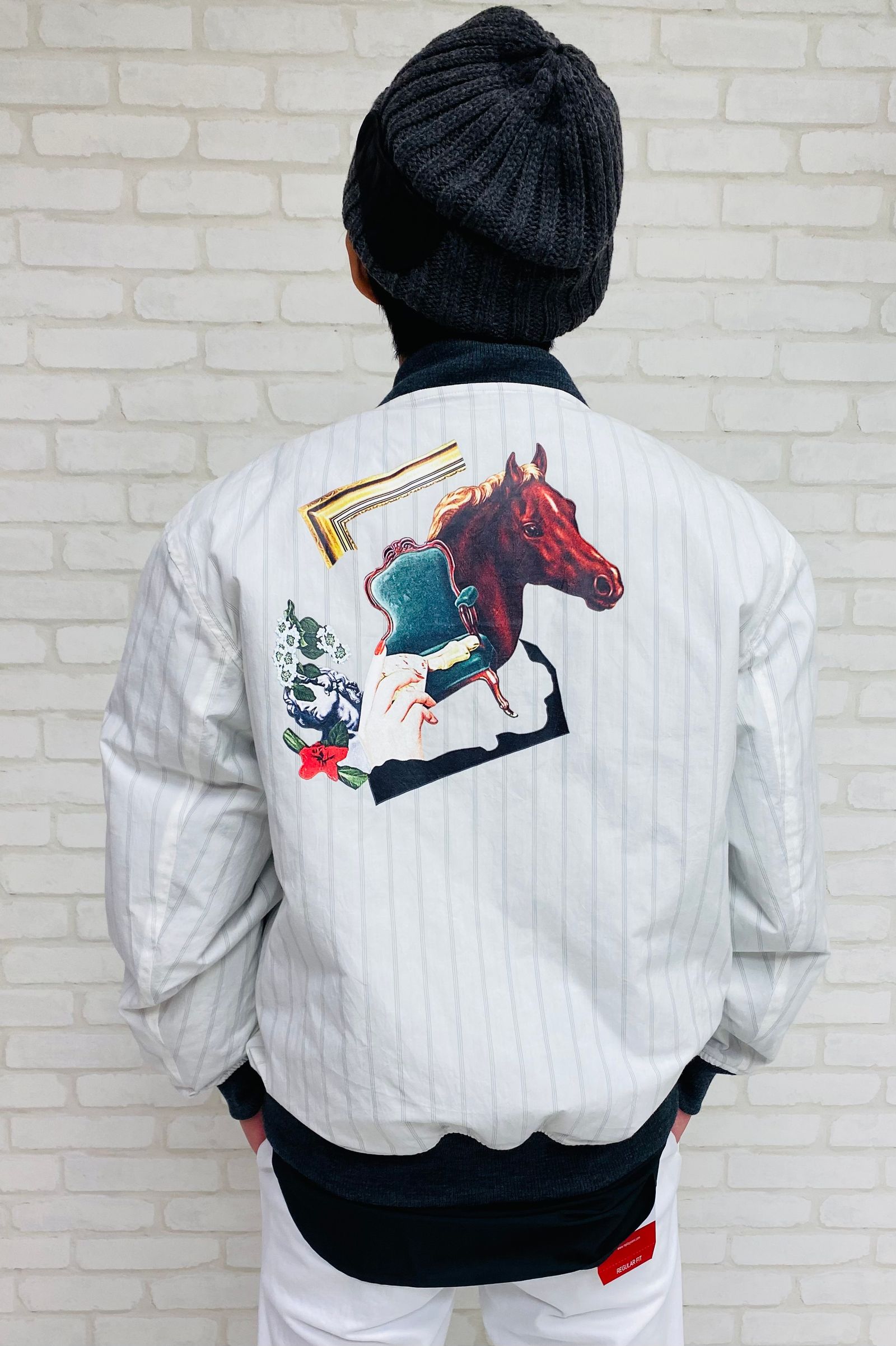 リバーシブルブルゾン キルティング×ストライププリント WhiteGray 71MICHAEL