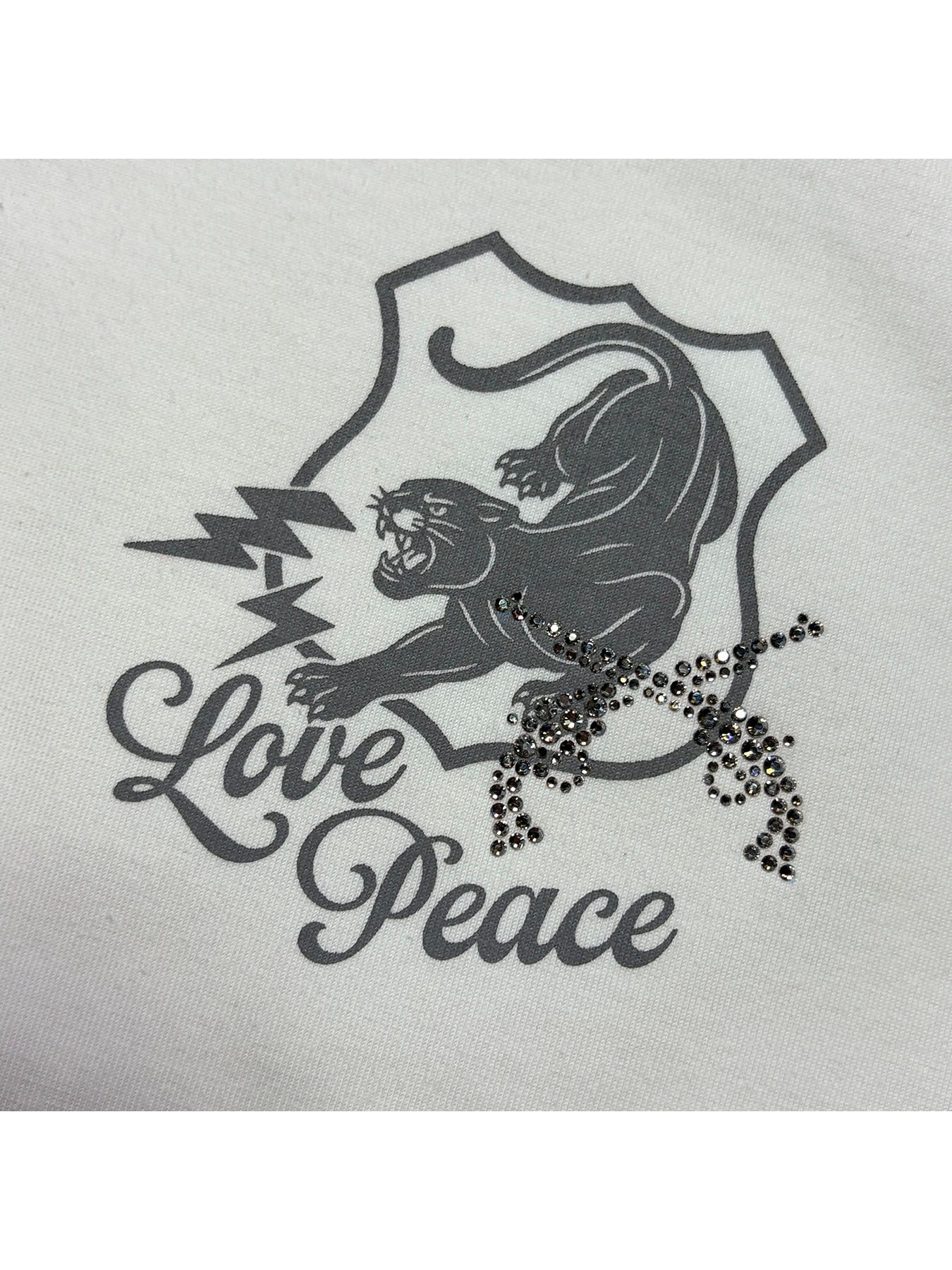 【予約品 3月9日(月) 18:00 締切】ORG/CO L/TEE PANTHER / パンサーエンブレム クリスタルクロスガン オーガニックコットン ロンT / ホワイト