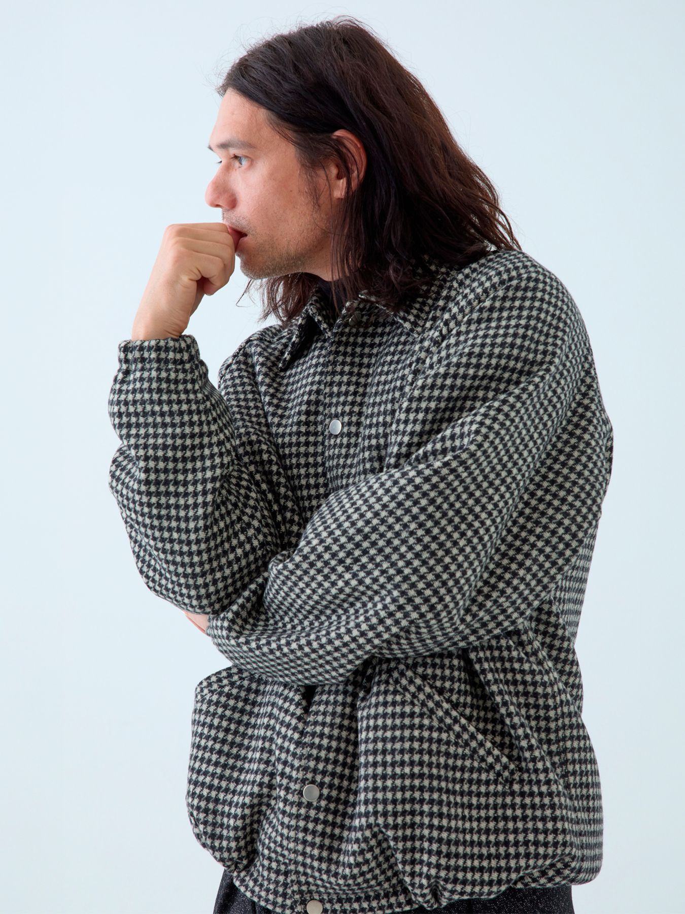 【予約品 】Houndcoach / ウール コーチジャケット / ホワイト×ブラック千鳥