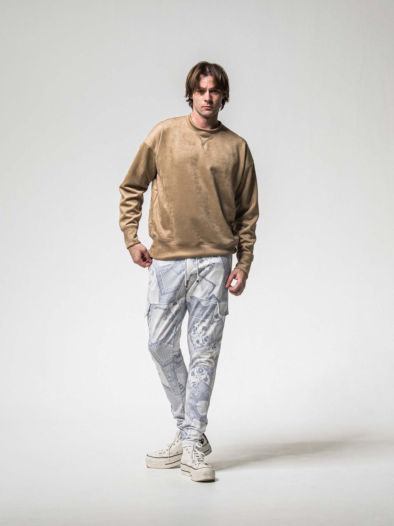 【予約品 8月31日(日) 締切】SUEDE DROP TRAINER / スウェード ドロップショルダートレーナー / ブラウン