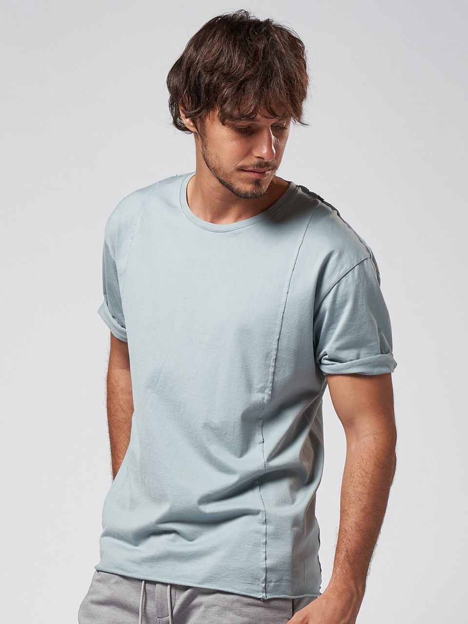 《予約品》 roll-up sleeve cut&sewn / Tシャツ / アイスブルー