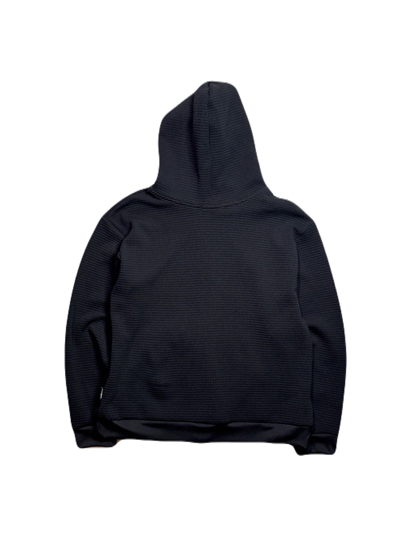 【予約品 3月9日(月) 18:00 締切】PRINT WAFFLE HOODIE / プリント ビッグワッフル ジップフーディ  / ブラック