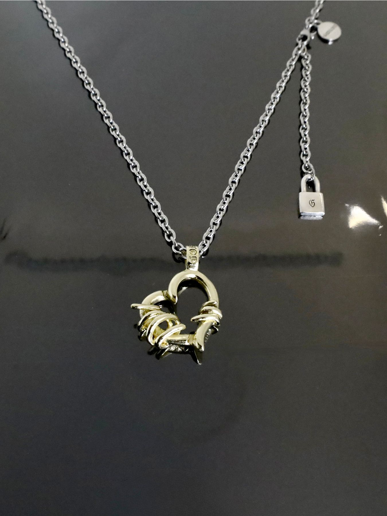 《受注生産》BRASS THORNY HEART #2 STAINLESS NECKLACE / ブラスソーニーハートステンレスチェーンネックレス / 注文から1～3週間後入荷予定