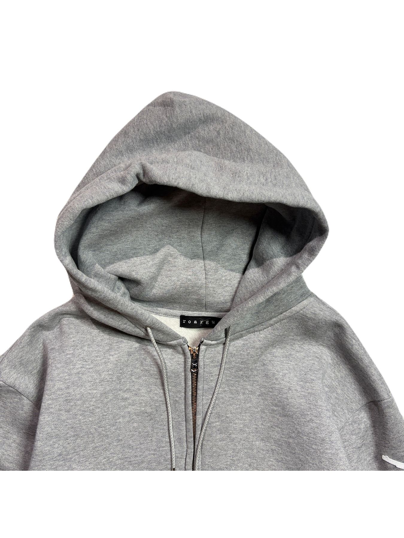 【予約品 3月9日(月) 18:00 締切】LEATHER PATCH HOODIE / レザーパッチ ジップフーディ  / グレー